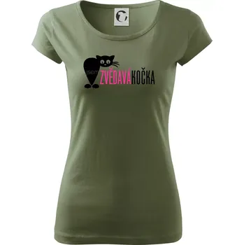 Dámské tričko Jsem zvědavá kočka - Dámské triko Pure - M ( Khaki )