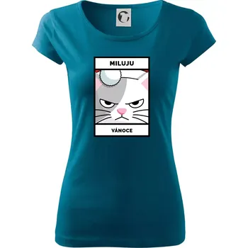 Dámské tričko Miluju Vánoce - Dámské triko Pure - S ( Petrolejová )