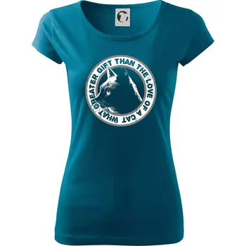 Dámské tričko Cat gift - Dámské triko Pure - XS ( Petrolejová )