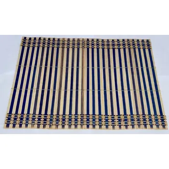 Obraz Obdélníková podložka bambus/ratan/proutí 45 x 30 cm Tmavě modré pruhy