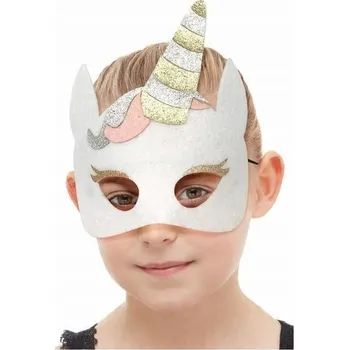 Karnevalová maska Filcová maska bílý jednorožec