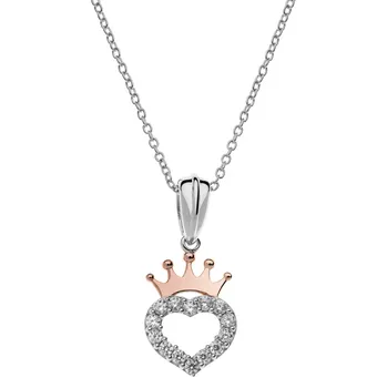 Náhrdelník Disney dětský náhrdelník srdce s korunkou stříbrný CS00003TZWL-P.CS