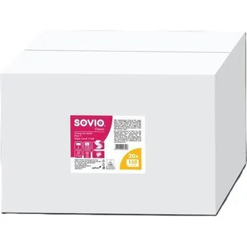 Papírový ručník Neznámý Papírové ručníky, bílá, 2-vrstvé, skládané V, 150 útržků, 21 x 23 cm, SOVIO PP21083