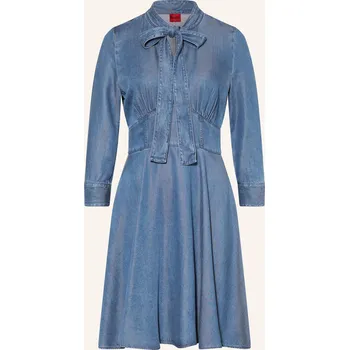 Dámské šaty Hugo Dámské Šaty S Vázačkou Kingi V Džínovém Vzhledu, modrá, 40