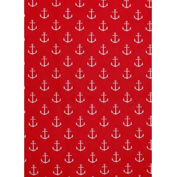 Bavlněná česká látka šíře 160cm - bílá kotva na červené (50cm)