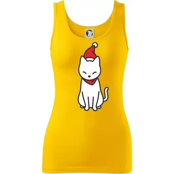 Dámské tričko Vánoční kočka sedící - Dámské tílko - 2XL ( Žlutá )