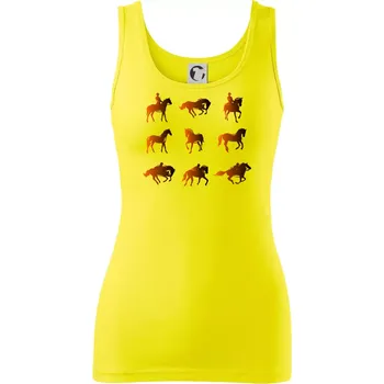 Dámské tričko Koně v kostce - Dámské tílko - S ( Citrónová )