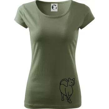 Dámské tričko Ladná kočka - Dámské triko Pure - XS ( Khaki )