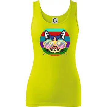 Kočka při barevném západu - Dámské tílko - S ( Limetková )