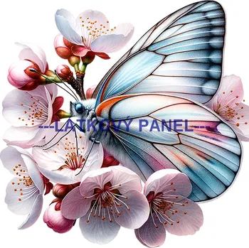 Látkový panel - Motýl na květině - MO-31 Velikost: 20x20cm, Materiál: Teplákovina nepočesaná