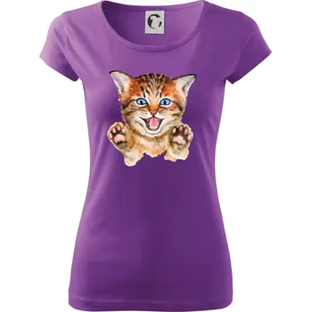 Dámské tričko Kočka baf - Dámské triko Pure - XS ( Fialová )