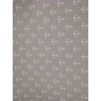 Bavlněná česká látka šíře 160cm - bílá kotva na šedé (50cm)
