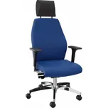 Kancelářská židle DENIOS Shape XXL, technika Syncro Tension, hliníková noha, opěrka krku, modrá