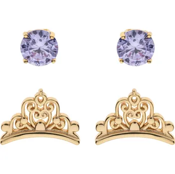 Náušnice Disney set dětských náušnic korunky stříbrný pozlacený SS00002YZAL.CS