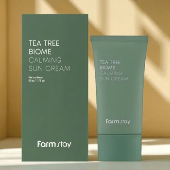 Pleťový krém FARM STAY - Tea Tree Biome Calming Sun Cream - Zklidňující opalovací krém s Tea Tree - 50 g