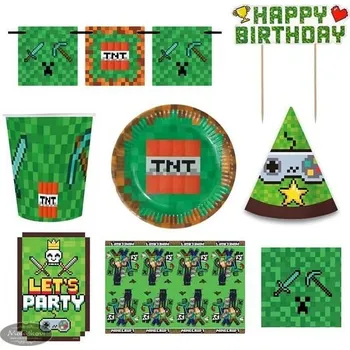 Party dekorace VYPRODEJ Dětská narozeninová sada Minecraft - 10 osob