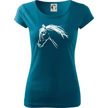 Dámské tričko Kůň - hlava celá - Dámské triko Pure - M ( Petrolejová )