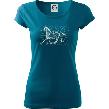 Dámské oblečení Kůň a paprsky - Dámské triko Pure - 2XL ( Petrolejová )