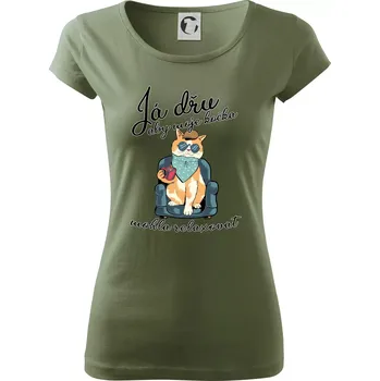 Dámské tričko Já dřu, aby moje kočka mohla relaxovat - Dámské triko Pure - 2XL ( Khaki )
