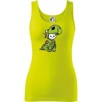 Kočkosaurus Rex - Dámské tílko - M ( Limetková )