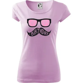 Dámské tričko Mustache narozeniny - brýle - Dámské triko Pure - XS ( Orchid )