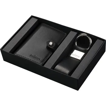 Pularys dárková sada pánská kožená peněženka Hiker a přívěsek na klíče černé 211314101