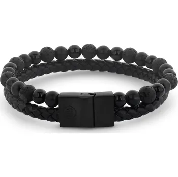 Náramek Rebel & Rose pánský dvojitý náramek s bezpečnostní sponou Full Metal Combo Black Rocks Velikost: M