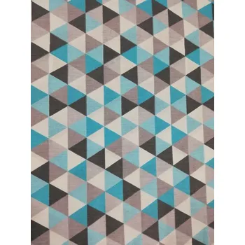 Bavlněná česká látka šíře 160cm - trojúhelníky tyrkysovo-šedé (50cm)