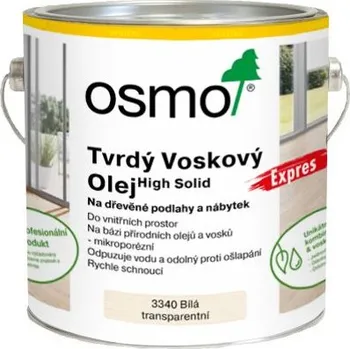 barva a nátěr na dřevo Osmo 3340 EXPRES Tvrdý voskový olej, bílý transparentní 2,5 l