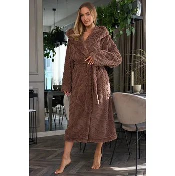 Dámský župan Hřejivý dámský župan Geo dlouhý čokoládový L