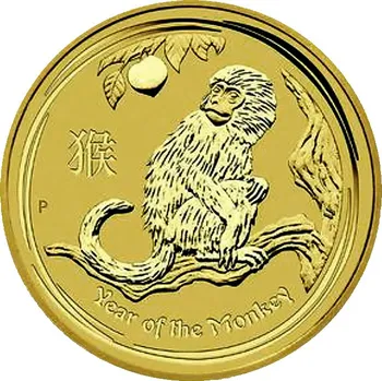 Zlatá investiční mince Year of the Monkey Rok Opice Lunární 2 Oz 2016