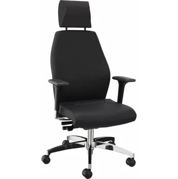 Kancelářská židle DENIOS Shape XXL, technika Syncro Tension, hliníková noha, opěrka krku, černá