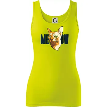 Dámské tričko Kočka meow - Dámské tílko - XL ( Limetková )