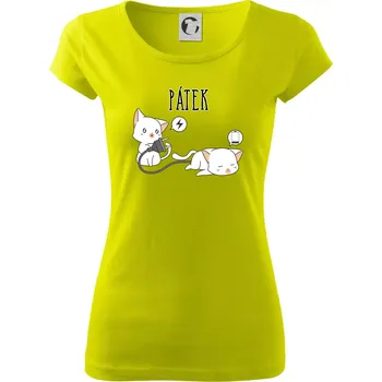 Kočky bez energie pátek - Dámské triko Pure - L ( Limetková )