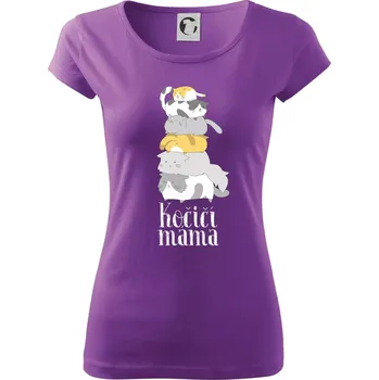 Dámské tričko Kočičí máma - Dámské triko Pure - 2XL ( Fialová )