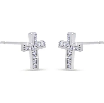 Náušnice Rhodiované náušnice křížek 3697