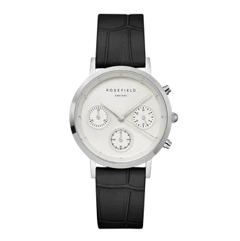 Hodinky Rosefield hodinky NCBS-N94 The Gabby White Sunray Croco Black Silver