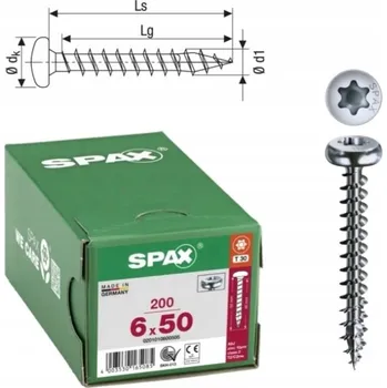 Vrut Univerzální vrut do dřeva spax 6 x 50 Wirox HB TX 200 ks