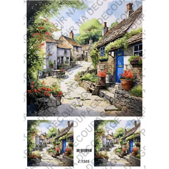 Umělecký papír Rýžový a soft papír na decoupage - Krajinka - KB01505 Materiál: Soft, Rozměr: A4
