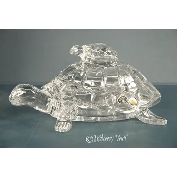 Dóza na potraviny DÓZA Z OLOVNATÉHO KŘIŠŤÁLU CRYSTAL BOHEMIA - ŽELVA S POKLOPEM