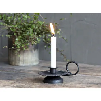 Svícen Černý antik svícen na úzkou svíčku Ferrio - 10*8*5cm