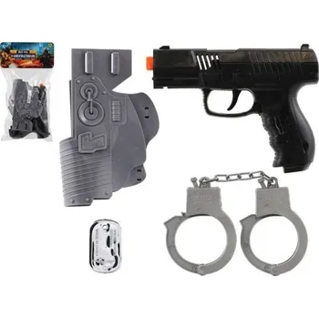 Hračka Vojenská sada 4ks plast pistole na setrvačník s doplňky
