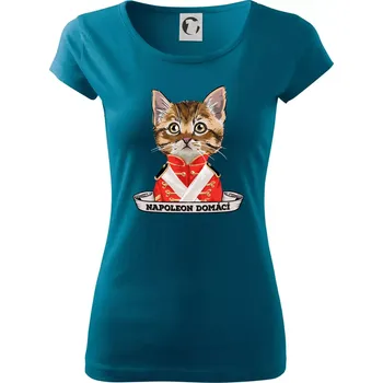 Dámské tričko Napoleon domácí kočka - Dámské triko Pure - M ( Petrolejová )