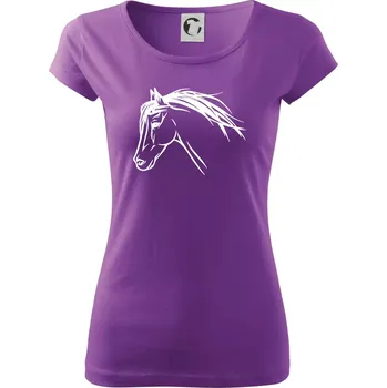 Dámské tričko Kůň - hlava celá - Dámské triko Pure - 2XL ( Fialová )