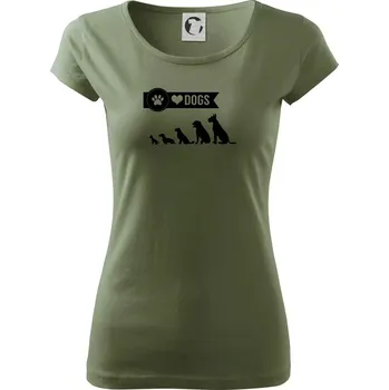 Dámské oblečení I love dogs - tlapka - Dámské triko Pure - XL ( Khaki )