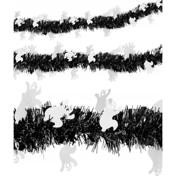 GIRLANDA DUCH 3 M ČERNÁ HALLOWEENSKÁ HALLOWEEN ČERŇ DUCH BÍLÝ