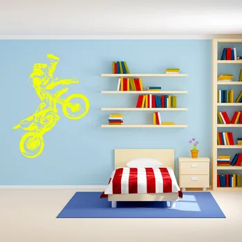Samolepící dekorace Živá Zeď Samolepka na zeď Freestyle Motocross Barva: žlutá, Velikost: 44 x 60 cm