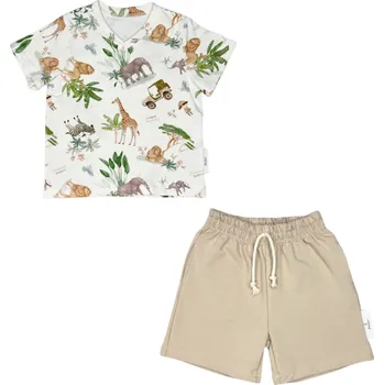 Mimilove Chlapecký bavlněný komplet vel. 6-8 let Safari béžové