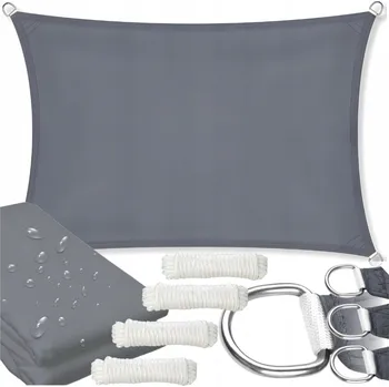 Markýza Zahradní plachta GoGarden 4x3 m tmavě šedá voděodolná s UV ochranou