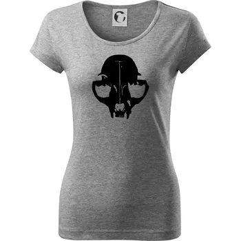 Dámské tričko Kočka - Cat skull - Dámské triko Pure - XS ( Tmavě šedý melír )